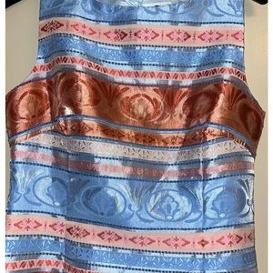 Lovely Light blue Damask and Coral Dress by Cheetah B size 10
